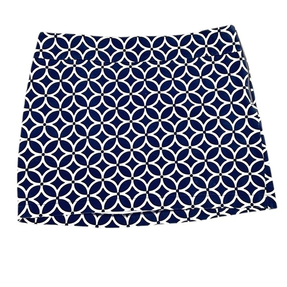 Banana Republic casual navy/White geometric Patterned mini Skirt side zip sz 16 - Picture 1 of 6
